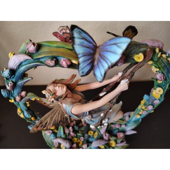 Dragonsite Hearts Content Fairy on Swing Butterfly Flowers Numbered Figure READ - Picture 2 of 5